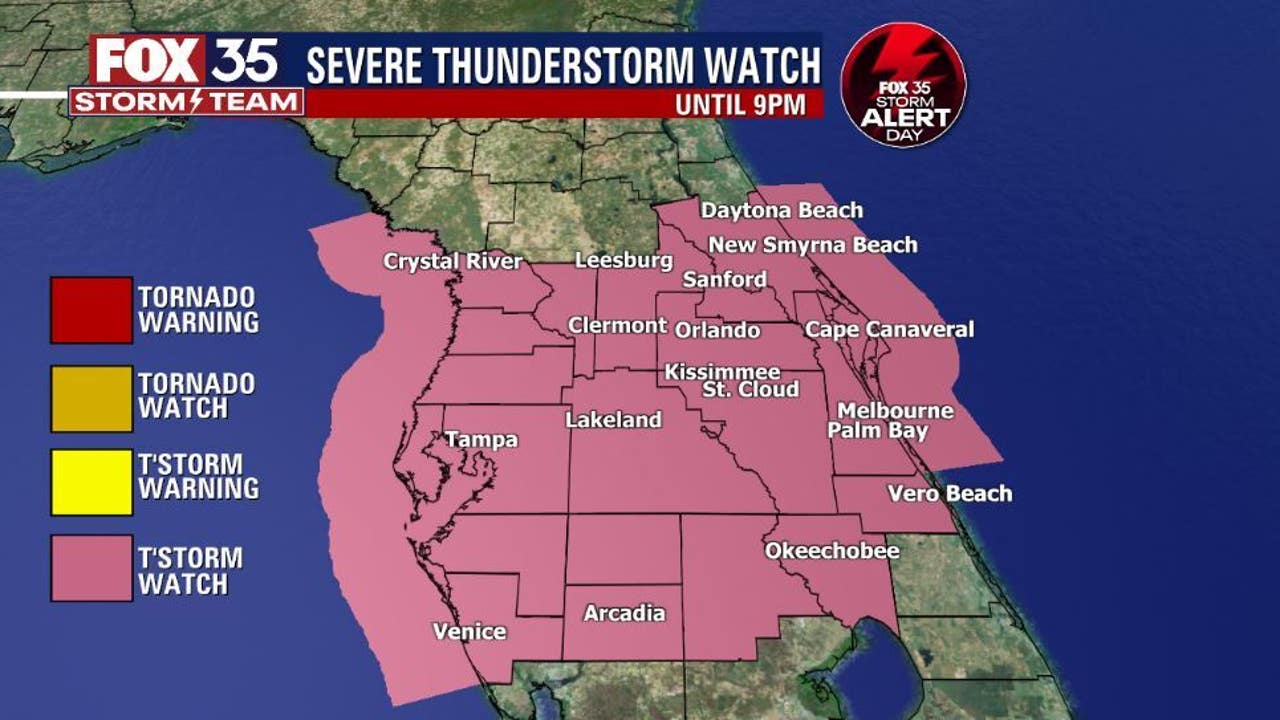 FOX 35 Storm Alert Days: Severe Thunderstorm Watch issued for most of  Central Florida