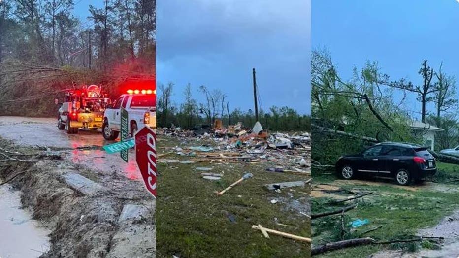 Two people have died, and two others were injured after a severe storm hit the Florida panhandle early Thursday morning. (Washington County Sheriff's Office)