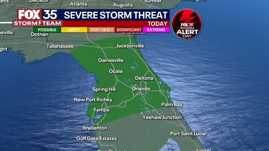 temperature Officials engine FOX 35 Storm Alert Days: Severe Thunderstorm Watch issued for most of  Central Florida