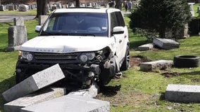 Woman crashes into headstones during driving practice in cemetery