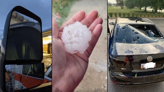 Hail the size of golf balls shatter car windows in Florida