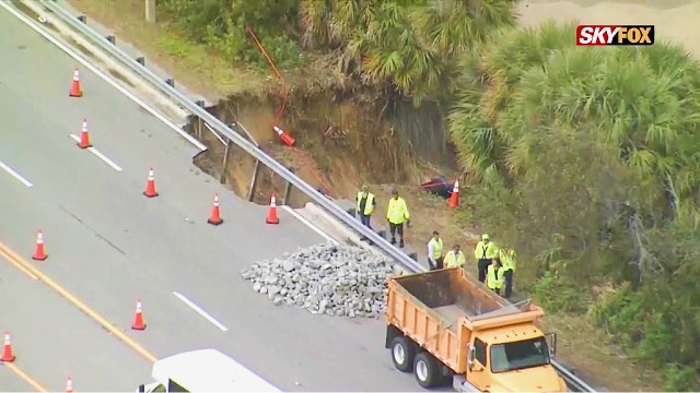Part of U.S. Highway 1 collapses after heavy rain