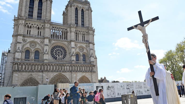 Good Friday celebration and third anniversary of the Notre-Dame fire in Paris
