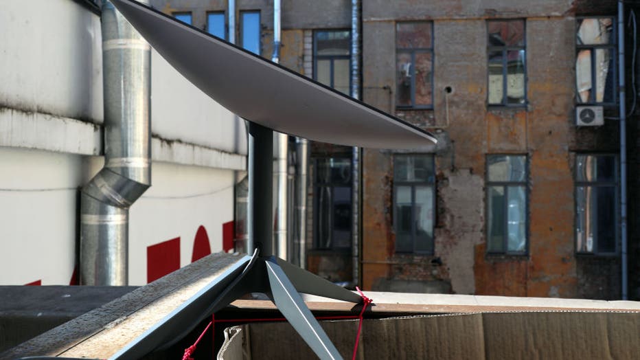FILE IMAGE - ODESA, UKRAINE - MARCH 15, 2022 - SpaceX Starlink internet terminal installed in Odesa, southern Ukraine (Photo credit: Nina Lyashonok/ Ukrinform/Future Publishing via Getty Images)