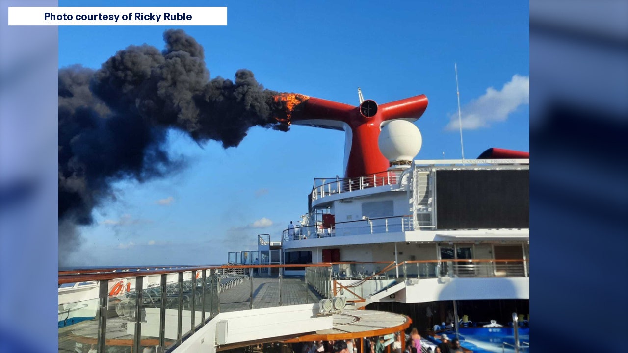 Carnival Freedom Fire Part of cruise ship catches fire while docked at