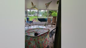 Canoe crashes into Florida home after strong winds lift it through window