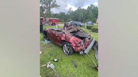 Officials: 1 dead, 1 seriously hurt after car crashes into large tree in Alachua County