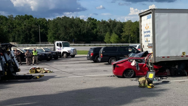 2 killed after Tesla crashes into parked tractor-trailer at Florida rest stop