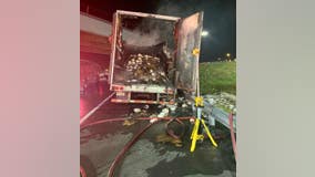 Tractor-trailer hauling 10,000 frozen turkeys catches fire on I-4 in Seminole County