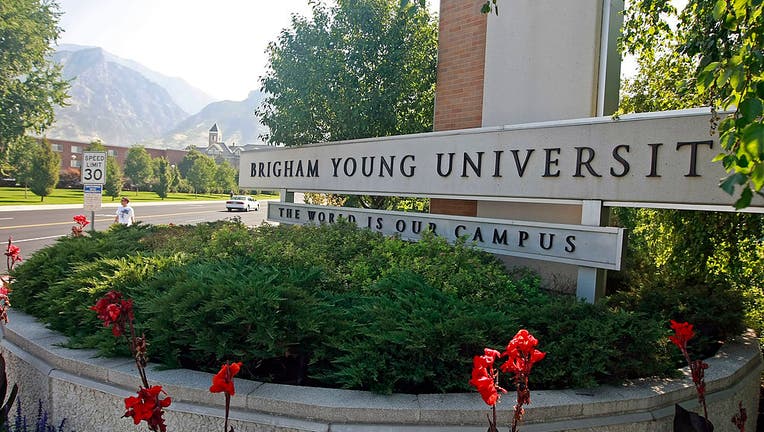 44780226-A sign stands at the main entrance to the campus of Brigham