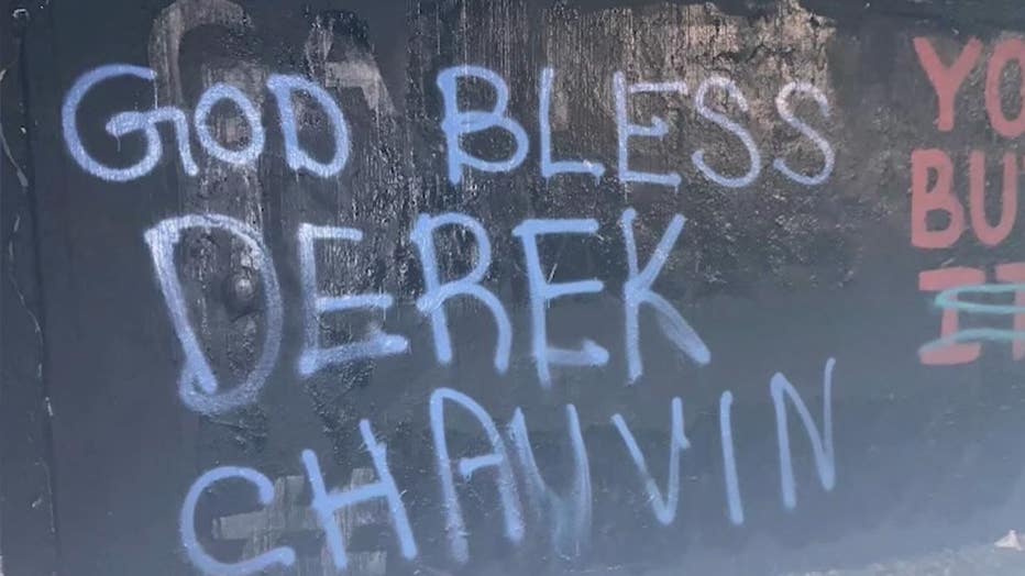 ‘God Bless Derek Chauvin’: Mural for man attacked by K-9 defaced with praise for George Floyd’s killer ‘God Bless Derek Chauvin’: Mural for man attacked by K-9 defaced with praise for George Floyd’s killer