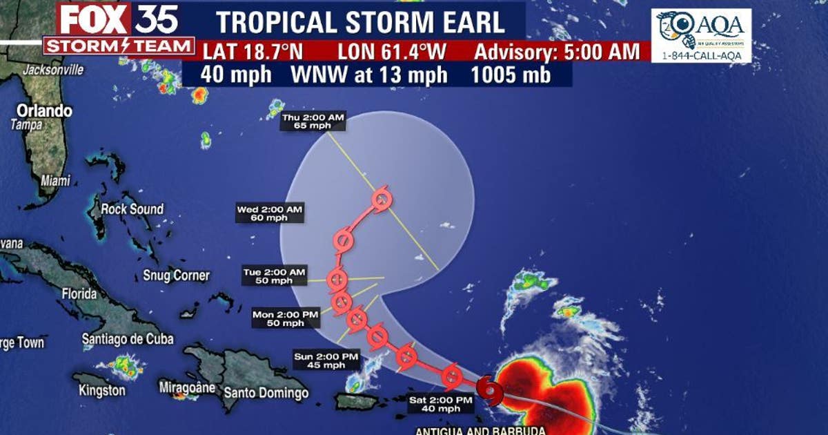 Tropical Storm Earl forms in Atlantic as Danielle weakens to a tropical ...