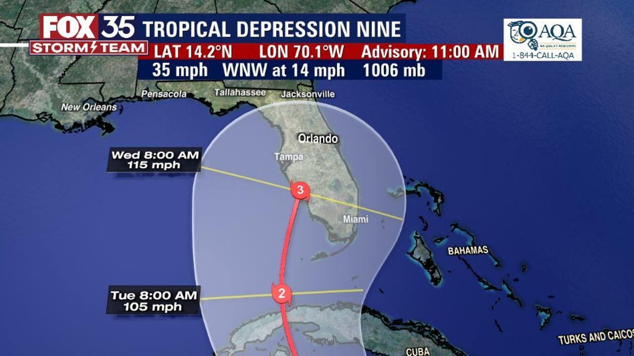 Tropical Despair 9 projected to make landfall in Florida as main Class 3 hurricane