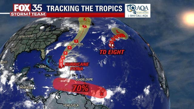 Fiona strengthens into major Cat 3 hurricane; Tropical Depression Eight, and other system being monitored
