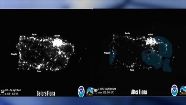 Satellite images show Puerto Rico power outages before, after Hurricane Fiona