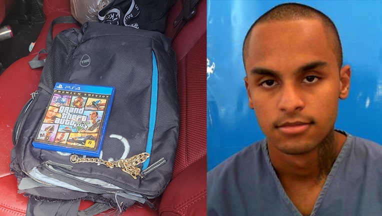Quinton Lampkin - backpack and GTA game copy