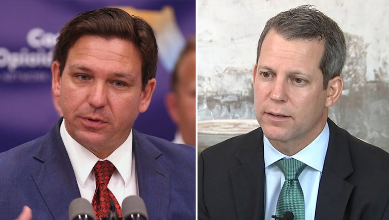 Photo: Side-by-side image of Florida Gov. Ron DeSantis and suspended Hillsborough State Attorney Andrew Warren