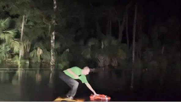 VIDEO: Florida driver saved after truck gets stuck underwater in Volusia County