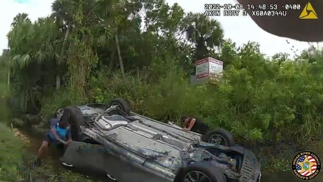 WATCH: 3 saved from Florida canal after being trapped in overturned car