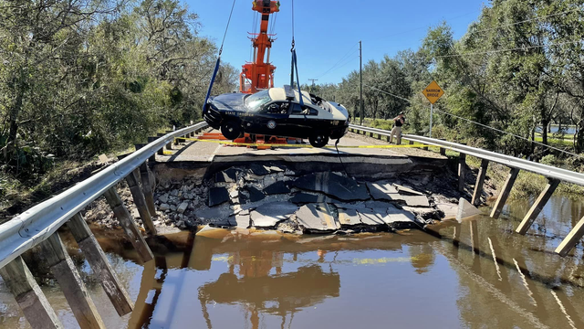 Florida Highway Patrol car pulled from massive flood waters, days after Hurricane Ian struck the state