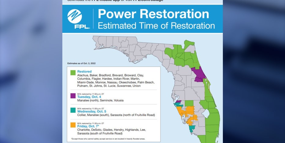 Florida power outages: Here's when power will be turned back on after  Hurricane Ian