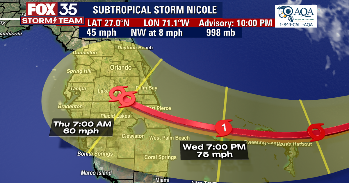 Subtropical Storm Nicole forms in Atlantic with Florida in cone of ...