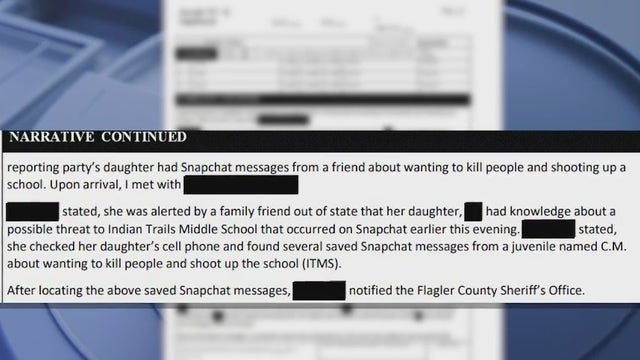 Florida 6th grader charged for making mass shooting threats on Snapchat