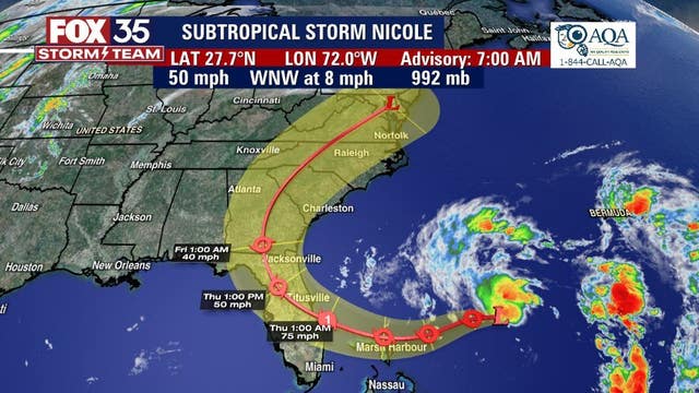 Tropical Storm Nicole timeline: What to expect when tropical storm makes landfall