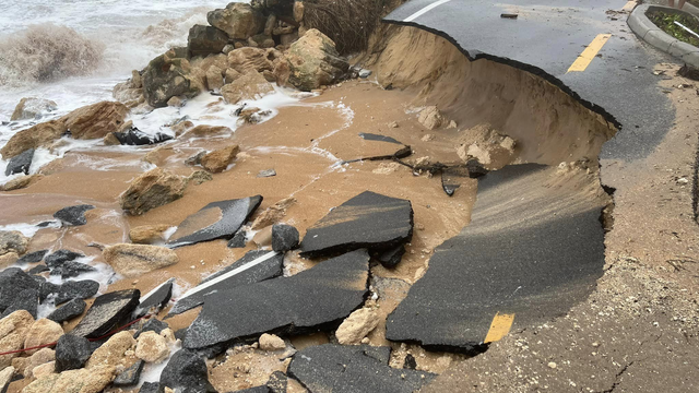 A1A, scenic road along Florida's coast, washed out by Tropical Storm Nicole