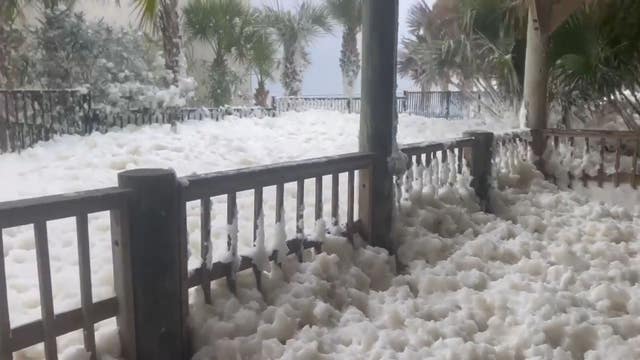 Snow in Florida? Massive amounts of sea foam wash ashore post Hurricane Nicole