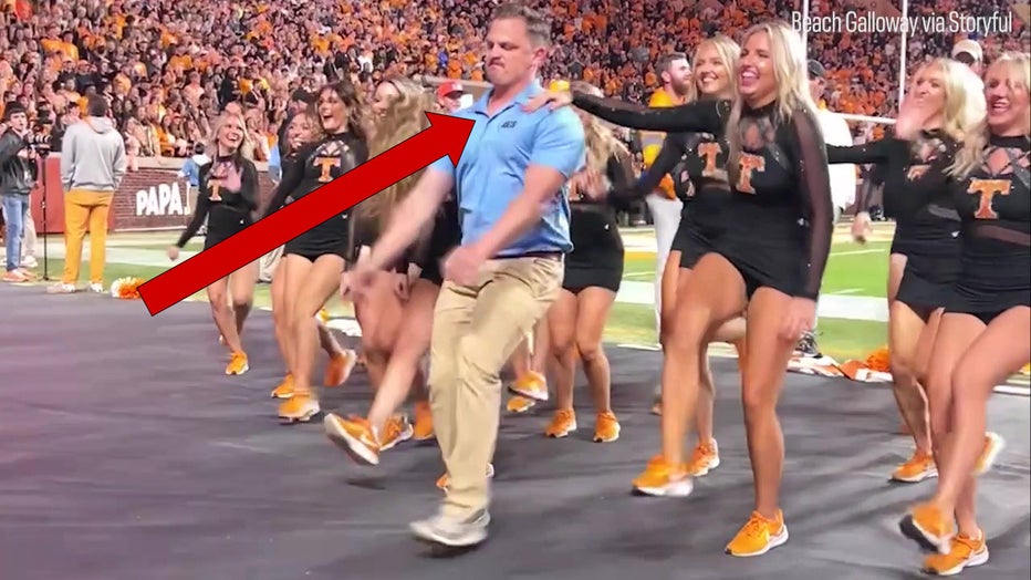 Watch U. of Tennessee 'security guard' blocking dance team suddenly