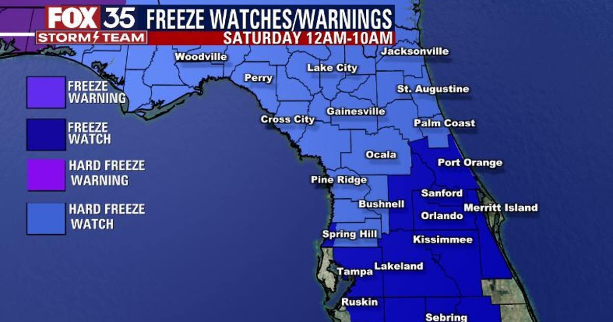 Freeze watches issued for parts of Central Florida ahead of coldest ...
