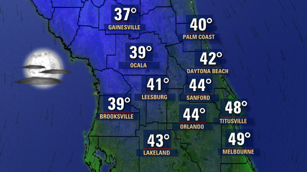 Orlando forecast Cold front to drop temperatures into the 30s, 40s