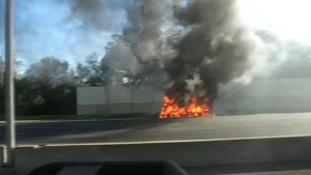 VIDEO: Car goes up in flames on Florida turnpike