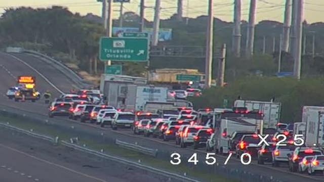 FHP: I-95 reopens in Titusville after tractor trailer crashes into construction vehicle