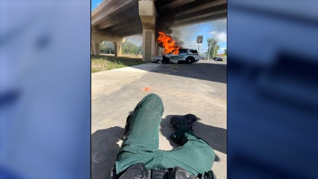 Heroic firefighter pulls Deputy from fiery patrol car after Sanford crash