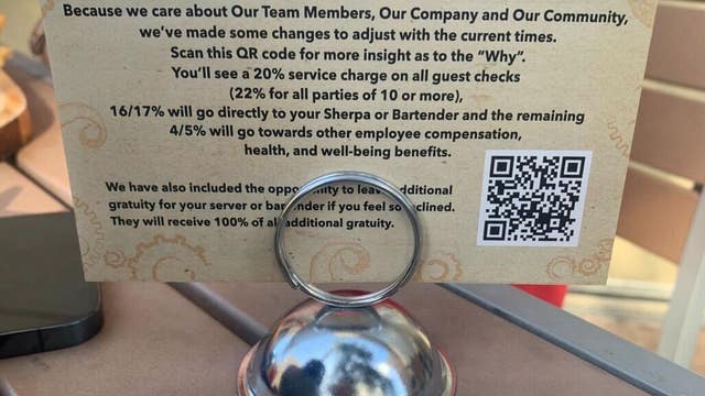 Brevard County restaurant adding new 20% service fee to every check to avoid raising menu prices