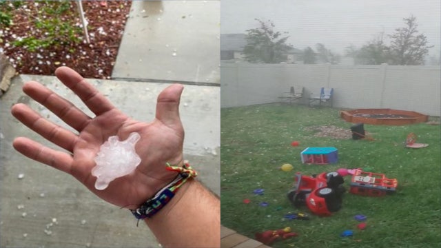 Videos show golf-sized ball hail comes flying down in Central Florida