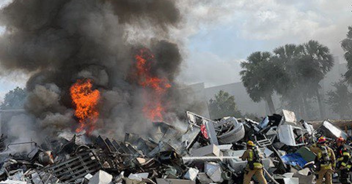PHOTOS: Firefighters respond to fire outside recycling facility in ...