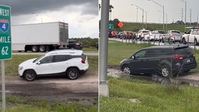 Drivers making dangerous merge across I-4 median near Walt Disney World