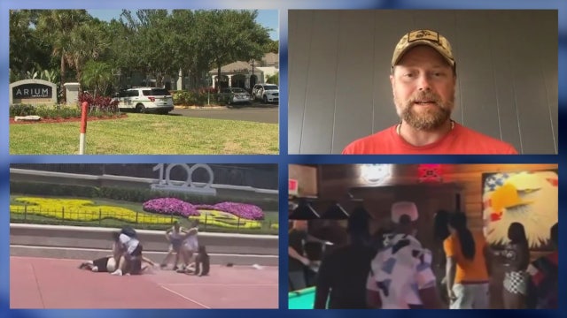 Florida bar brawl • Disney World fight video • Man accused in Florida couple murder • Man steals police car