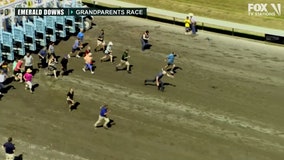 Watch: Grandparents take off (and tumble) in first-of-its-kind race