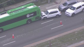 10 people hospitalized in crash involving bus, vehicle in Orange County, officials say