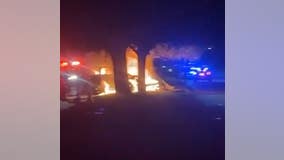 Pickup truck crashes into tree and bursts into flames in Orlando, troopers say