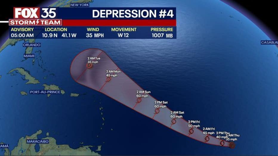 Tropical Depression 4 Emerges in the Atlantic, Expected to Strengthen into Tropical Storm Cindy