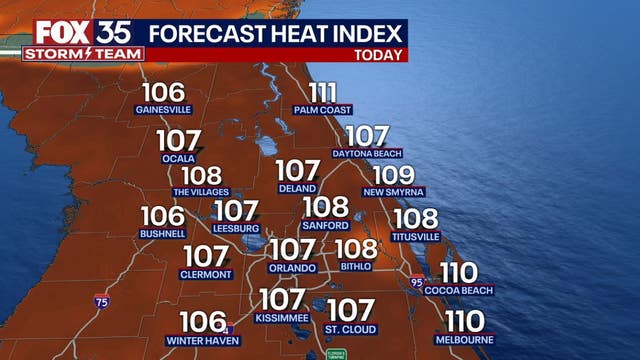 Orlando weather: Heat index values to reach above 110 degrees