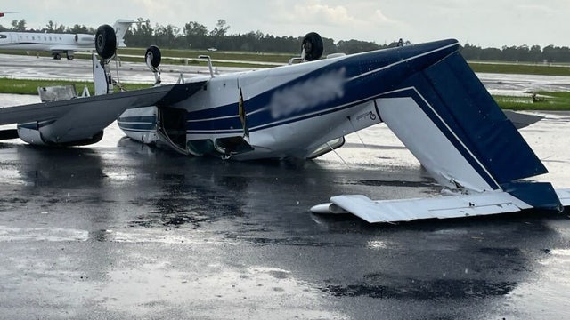 3 small planes flip over during severe storms in Kissimmee