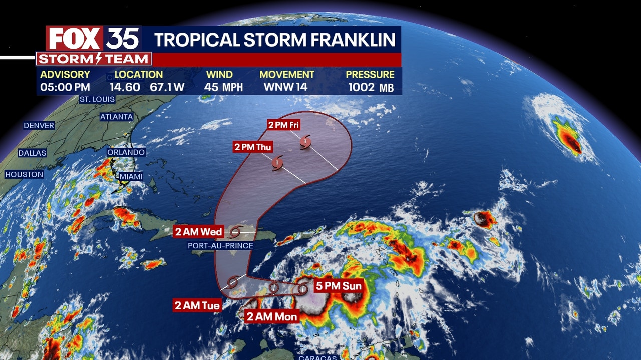 Tropical Storm Franklin forms in the Atlantic