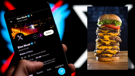 Burger chain unveils monstrous 10-patty burger in Orlando to honor Twitter's name change to X