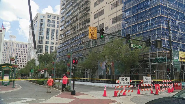 Parts of downtown Orlando closed due to unstable scaffolding: police